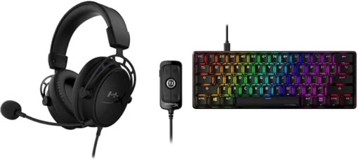 HyperX Cloud Alpha S Gaming Headset with 7.1 Surround Sound Blackout  
Alloy Origins 60 Mechanical Gaming Keyboard Compact 60% RGB Backlit